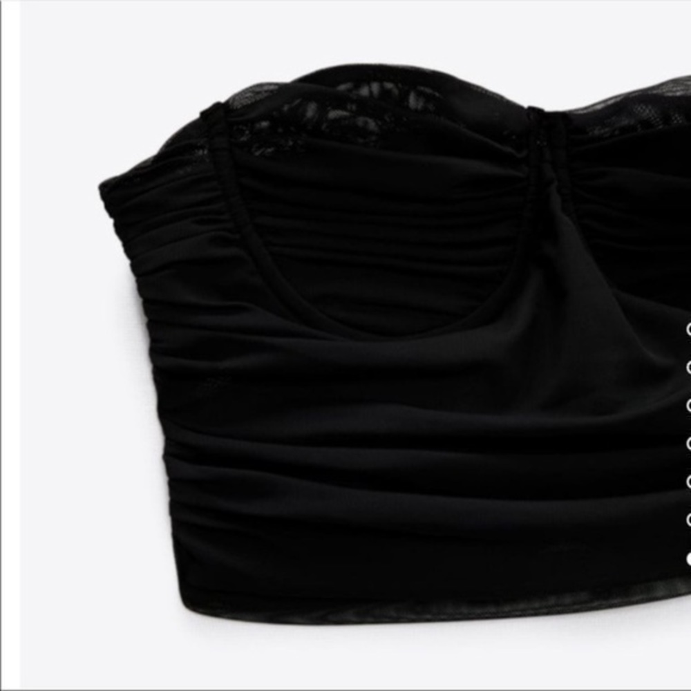 New Zara | Black Tulle Cropped Corset - Picture 9 of 14
